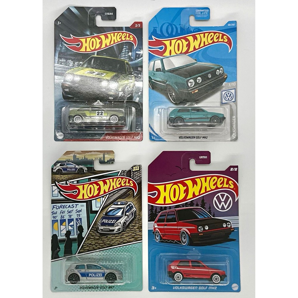 Hot Wheels Volkswagen Golf MK2 MK7 Lot of 4 Green Teal Red Polizei Sealed 1:64